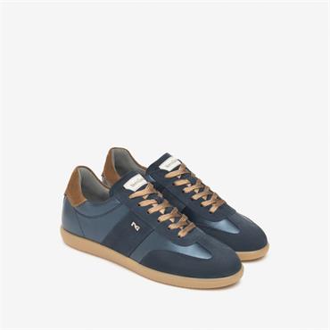 NeroGiardini T Toe Gumsole Laced Trainer - Navy Metallic